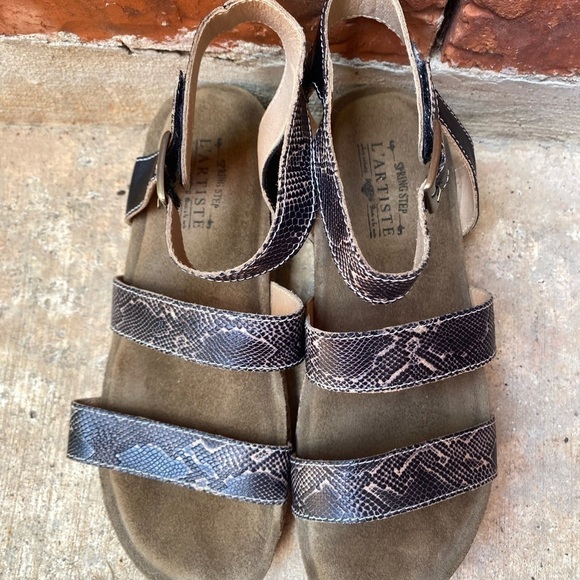 Spring Step L'Artiste Womens 42 Christina Black Multi Reptile Ankle Strap Sandal - Picture 4 of 9